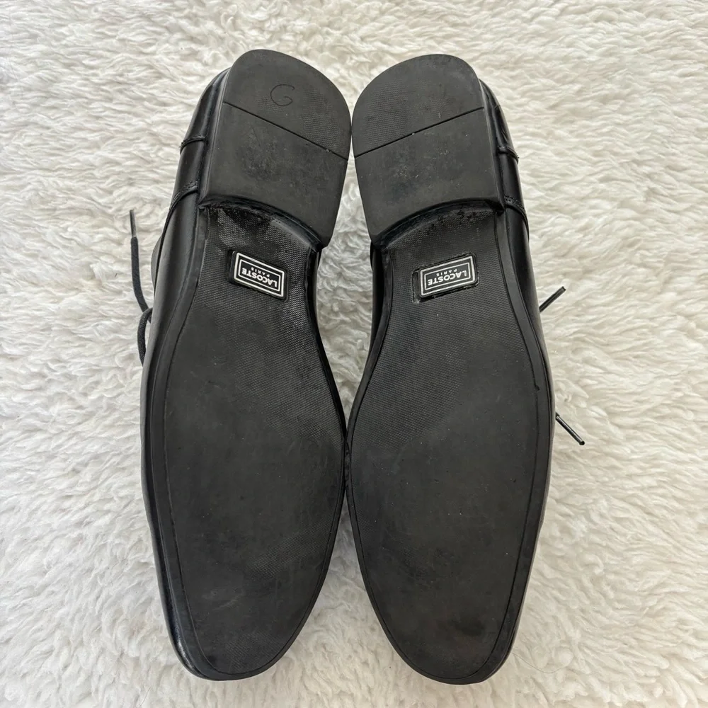 Lacoste Henri CLM Black Leather Derby Lace-Up Shoes size 11